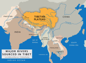 Major Rivers from Tibet - Yangzte, Yellow, Mekong, Salween, Indus and Brahmaputra