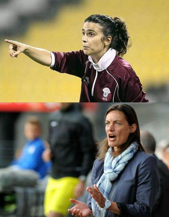 Helena Costa (T) and Corinne Diacre (B), French football team Clermont Foot