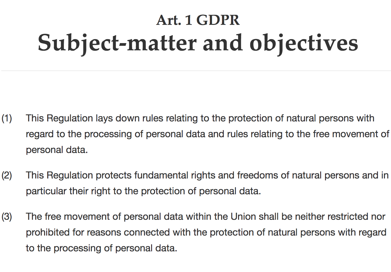 Article 1 of GDPR